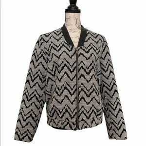 Mango Suit‎ Chevron Print Full Zip Jacket Preppy Office Academia Medium